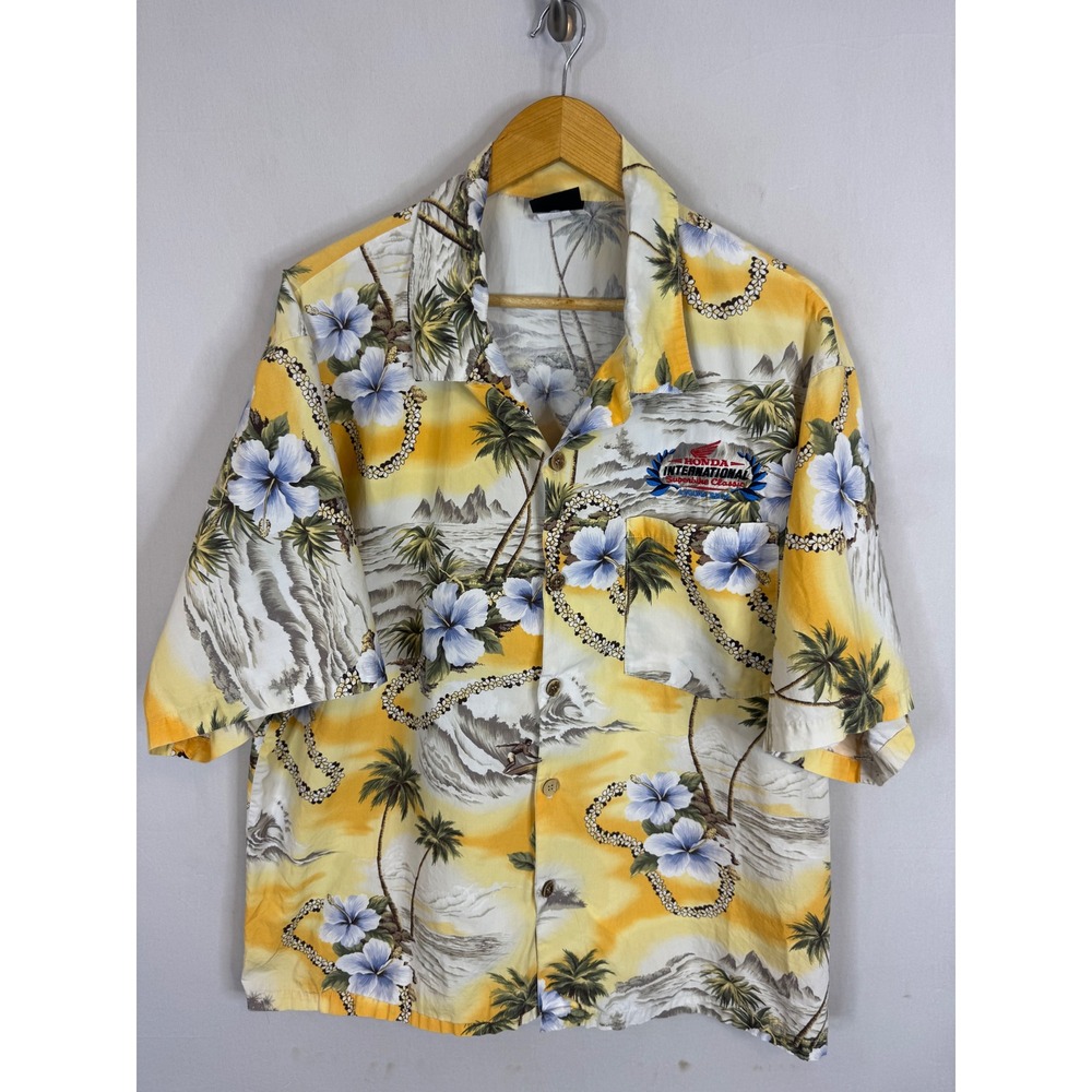 Toucan Dance Honda Superbike Classic Tropical Shirt Mens Large Yellow